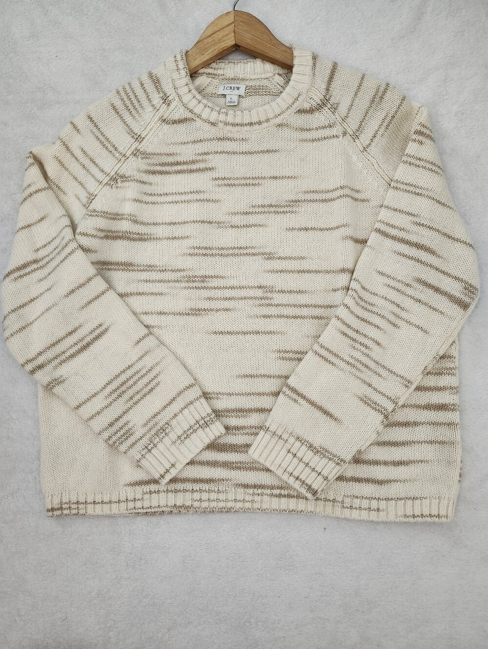 J. CREW Neutral Minimalist Warm Cozy Knit Sweater Crewneck Sz Large Earth Tone